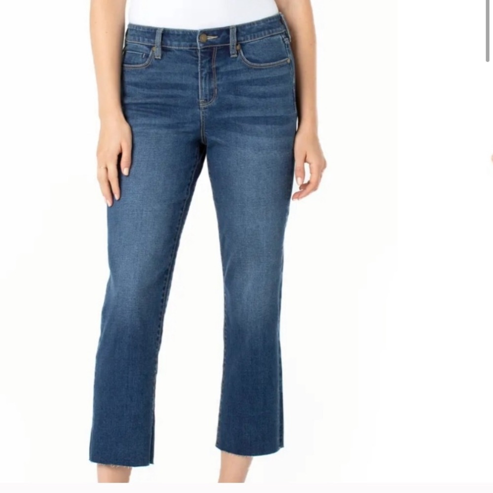 Liverpool Raw Hem Dark Crop Jeans 12